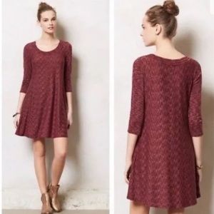 ANTHRO SATURDAY SUNDAY NARVA MARLED THREE QUARTER SLEEVE CREW SWING DRESS